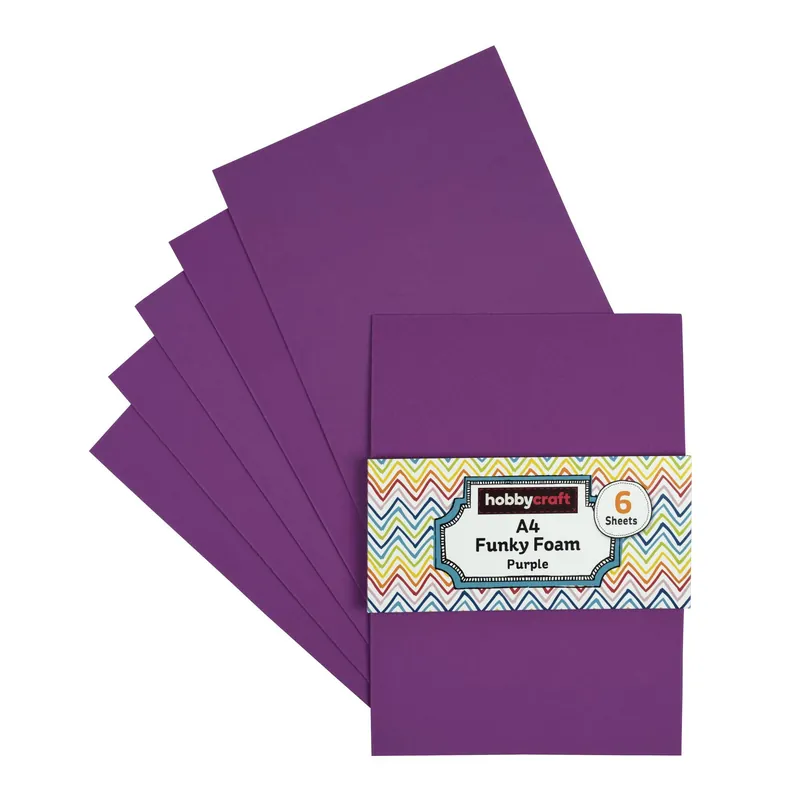 Buy Direct Purple EVA Foam Sheets A4 6 Pack