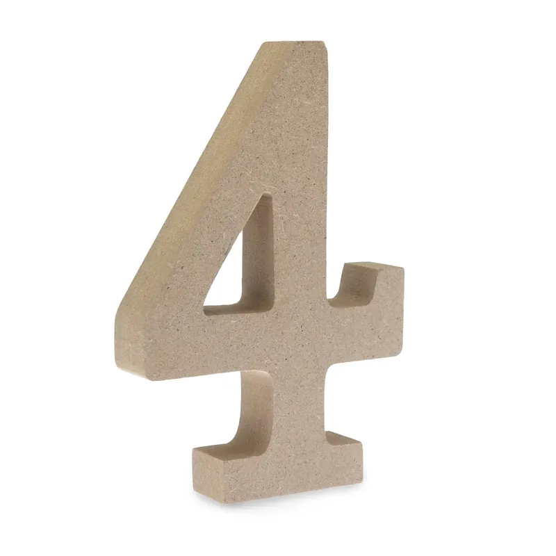 Brand New MDF Wooden Number 4 13cm