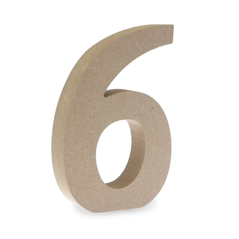 Original MDF Wooden Number 6 13cm