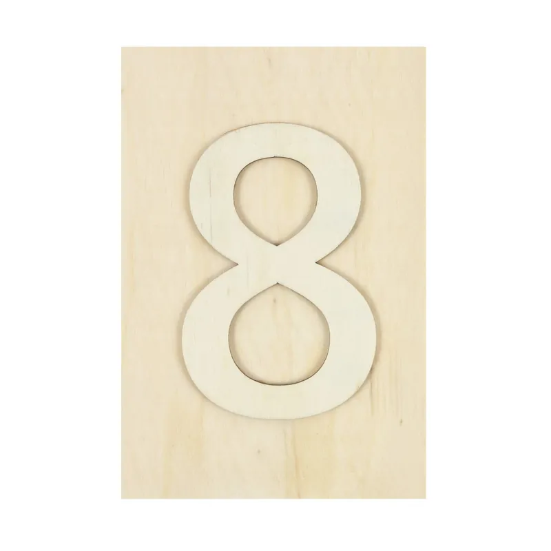 Wooden Number 8 Plaque 10cm x 15cm Low Price