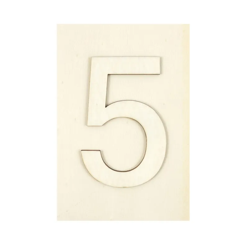Cheap Wooden Number 5 Plaque 10cm x 15cm