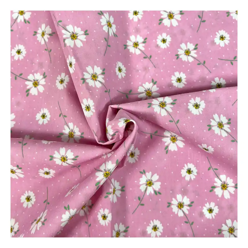 Pink Daisy Spot Polycotton Fabric by the Metre Best Price