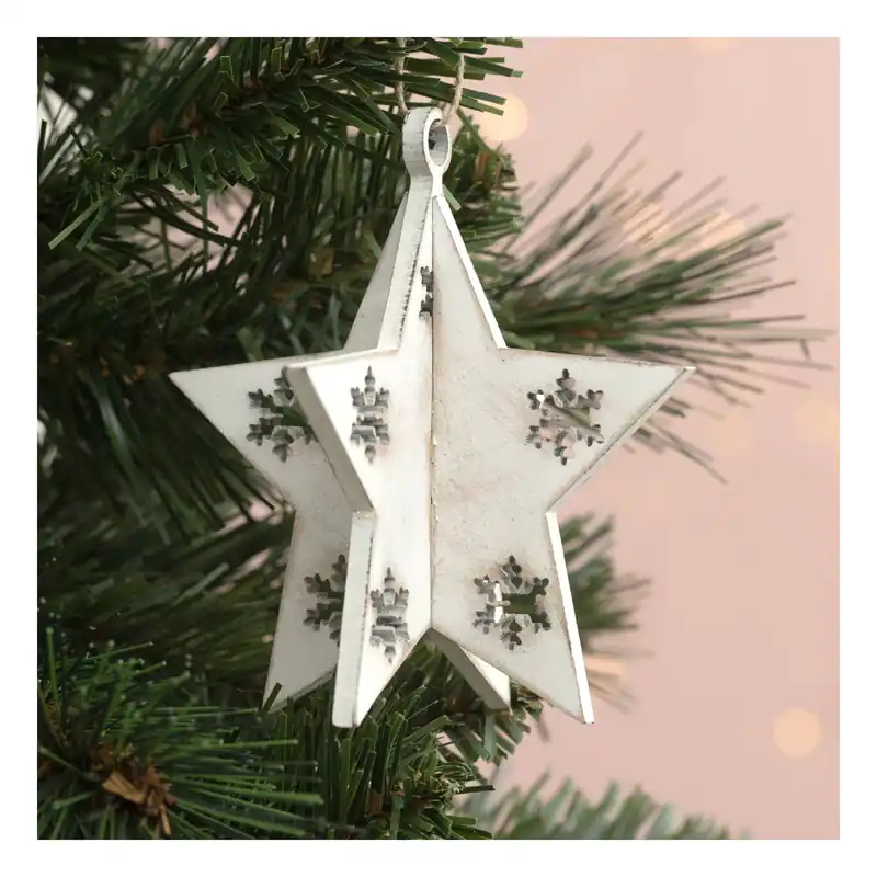One Day Deal White Wooden Star Decoration 10cm