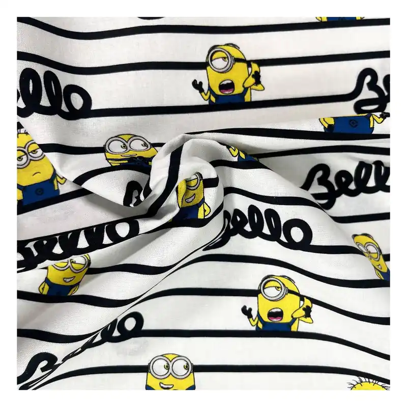 Striped Minions Cotton Fabric by the Metre Direct From Factory