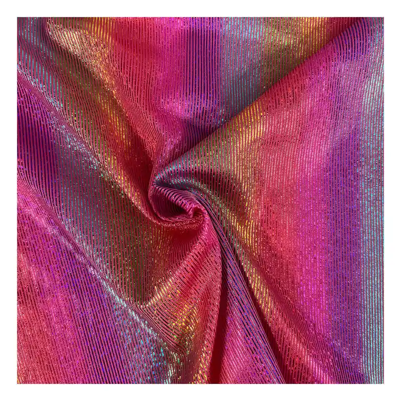 Bargain Red Jersey Rainbow Foil Fabric by the Metre