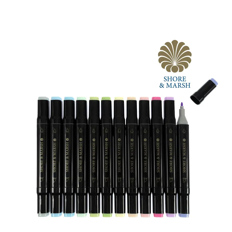 Shore & Marsh Pastel Dual Tip Art Markers 12 Pack Crafted