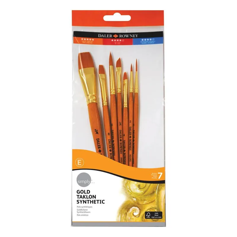 Daler-Rowney Gold Taklon Synthetic Brushes 7 Pack Discount