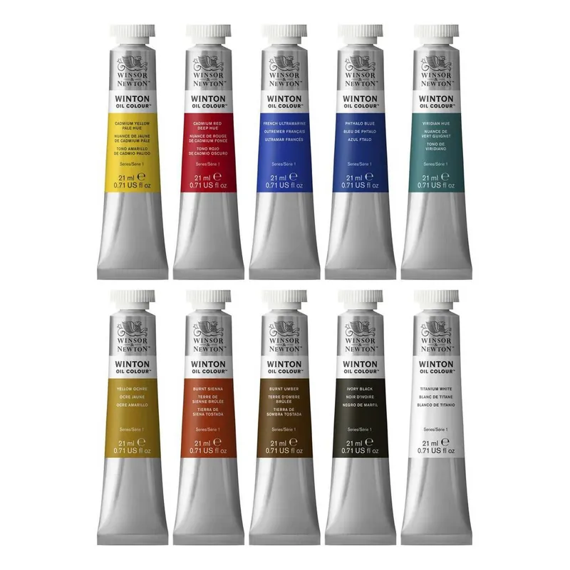 Professional Grade Winsor & Newton Oil Colour Tubes 21ml 10 Pack