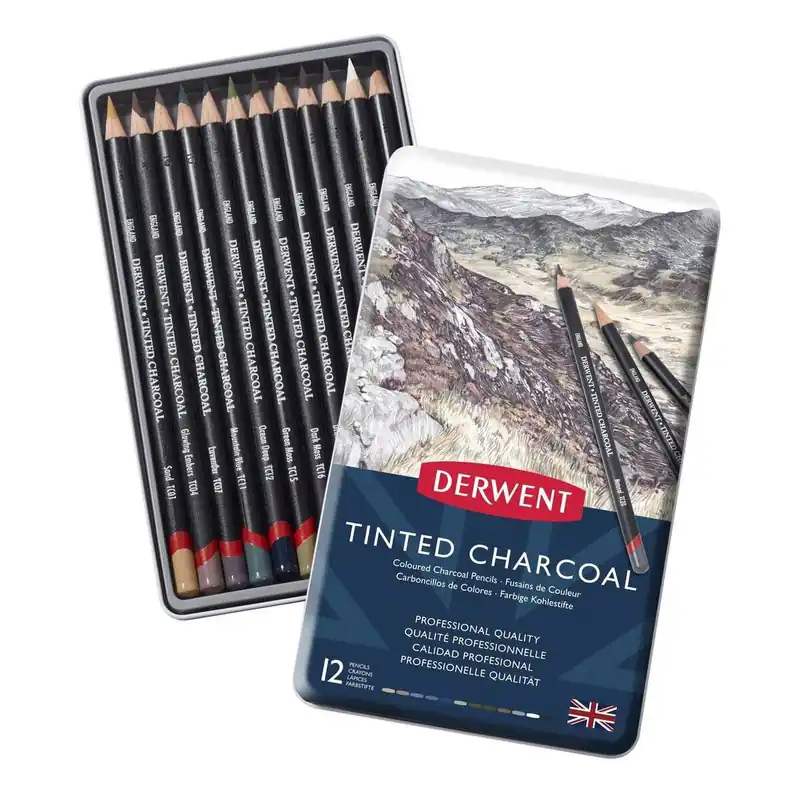 Derwent Tinted Charcoal Pencils 12 Pieces Cheap
