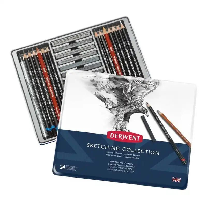 Bulk Order Derwent Sketching Tin Collection 24 Pieces