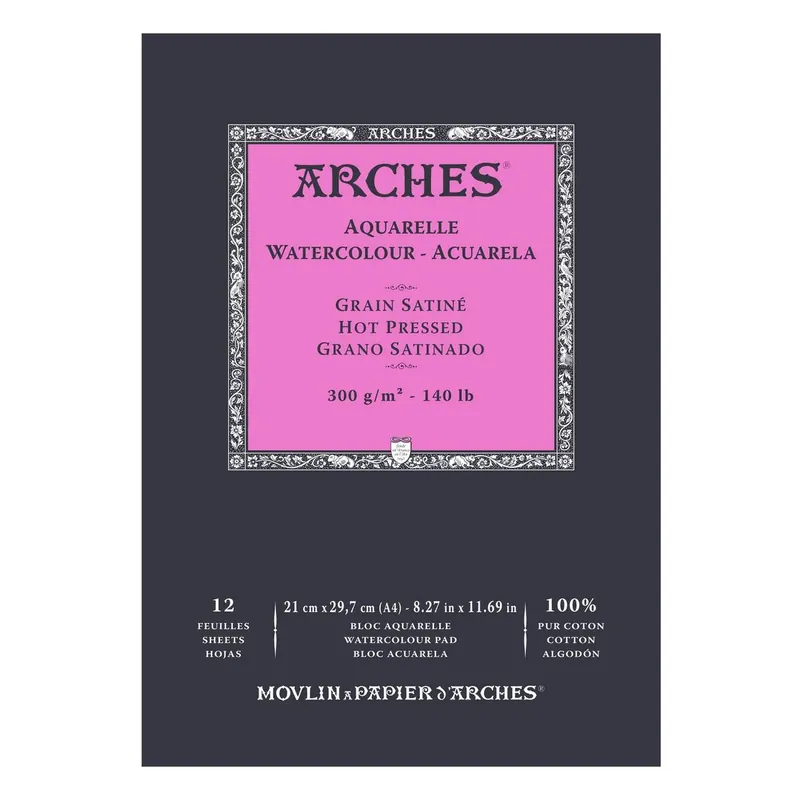 Arches Hot Pressed 300g Watercolour Paper A4 12 Sheets Don’t Miss Out