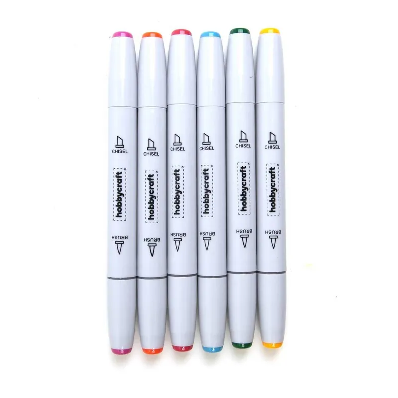Bright Dual Tip Graphic Markers 6 Pack Worldwide Shipping