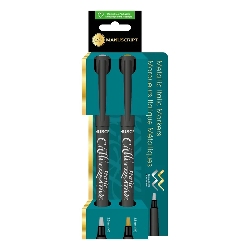 Manuscript CalliCreative Gold and Silver Italic Marker Pen 2 Pack Today Only