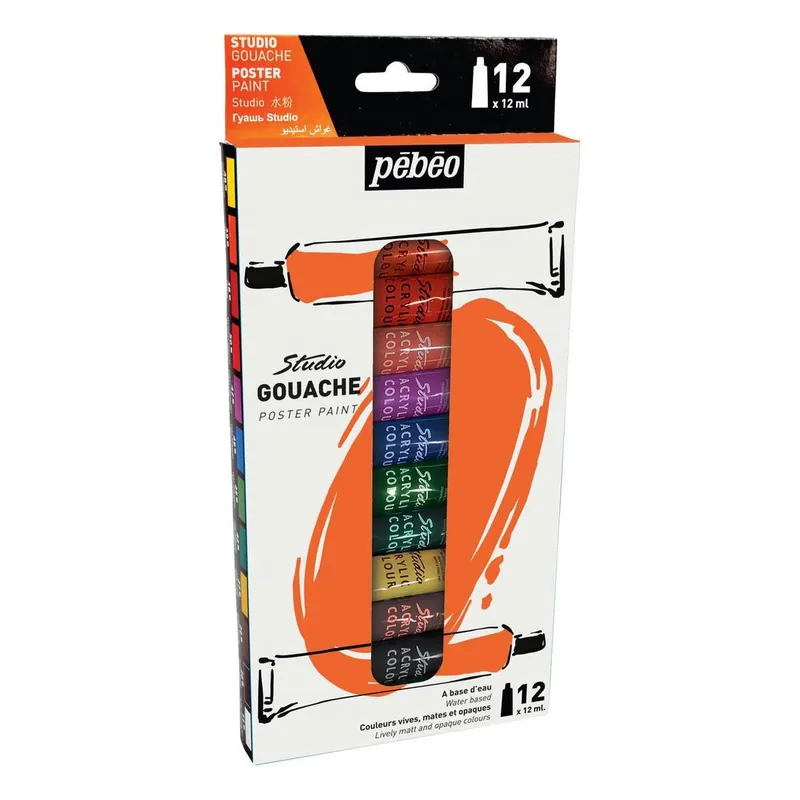Pebeo Studio Gouache Poster Paint 12ml 12 Pack Certified