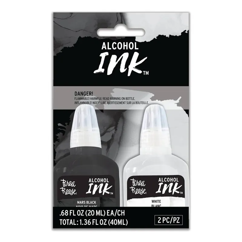Same Day Shipping Brea Reese Black and White Alcohol Ink 20ml 2 Pack