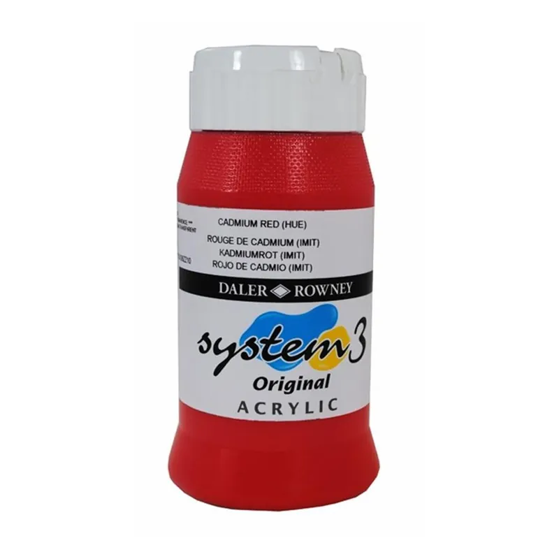 Daler-Rowney System 3 Cadmium Red Hue Acrylic Paint 500ml Luxury