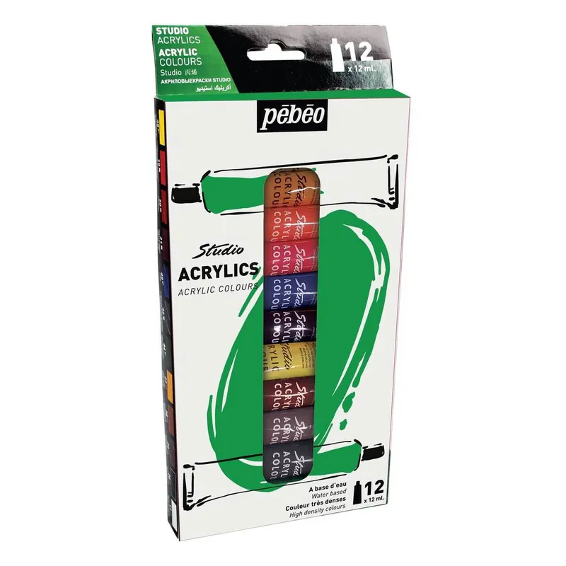 Pebeo Studio Acrylic Paint 12ml 12 Pack Markdown