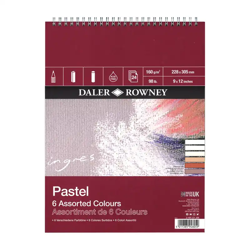 Daler-Rowney Assorted Ingres Pastel Paper 12 x 9 Inches 24 Sheets Bargain