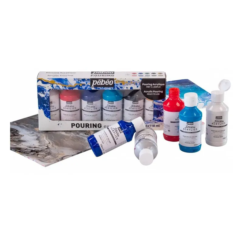 Pebeo Studio Acrylics Pouring Experiences Set 6 Pack Special Discount