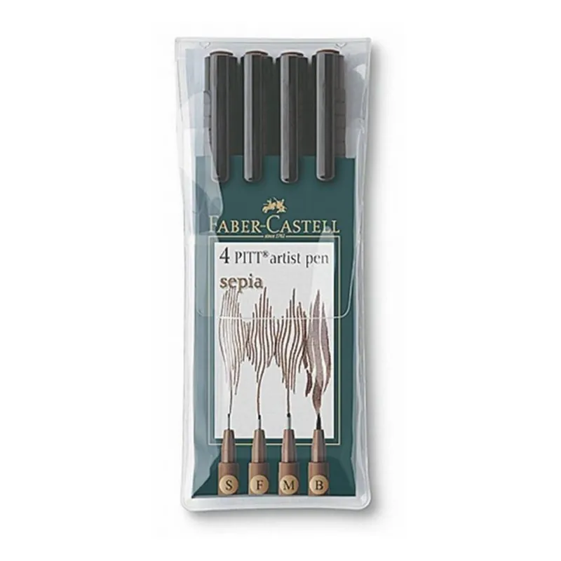 Faber-Castell PITT Sepia Artists' Fine Pens 4 Pack Money Back Guarantee