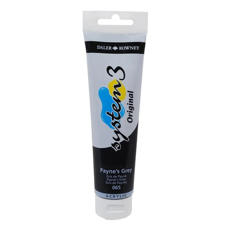 Worldwide Shipping Daler-Rowney System3 Paynes Grey Acrylic Paint 150ml