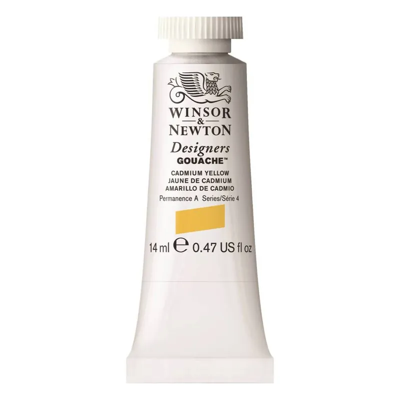 Original Winsor & Newton Cadmium Yellow Gouache Tube 14ml