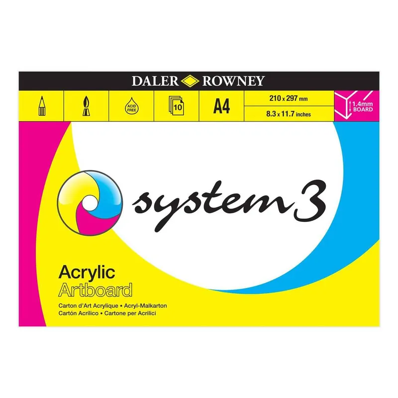 Daler-Rowney System3 Acrylic Artboard Pad A4 10 Sheets Direct From Manufacturer