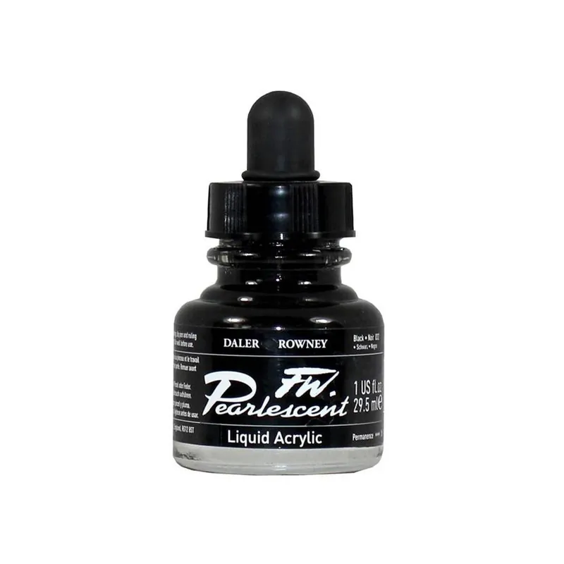 Daler-Rowney Black FW Pearlescent Liquid Acrylic 29.5ml Factory Price
