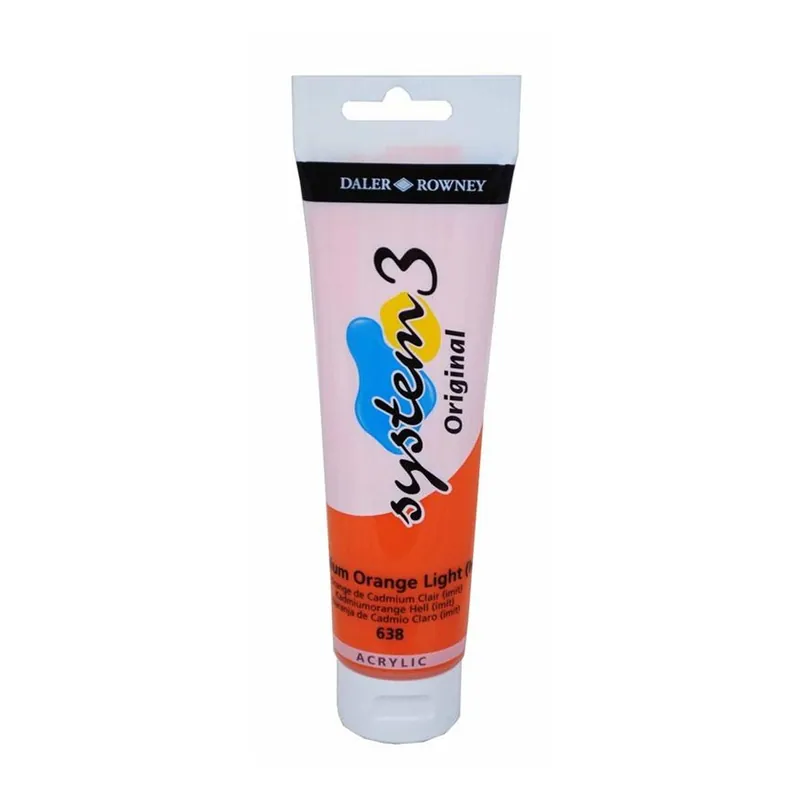 Fast Shipping Daler-Rowney System3 Cadmium Orange Light Hue Acrylic Paint 150ml