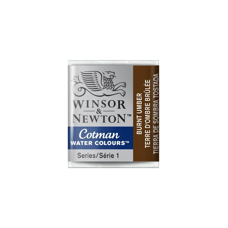 Brand New Winsor & Newton Burnt Umber Cotman Watercolour Half Pan