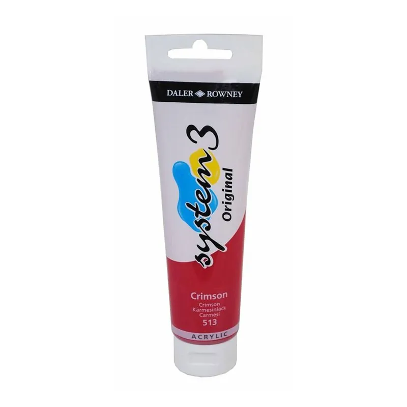 Daler-Rowney System3 Crimson Acrylic Paint 150ml Markdown