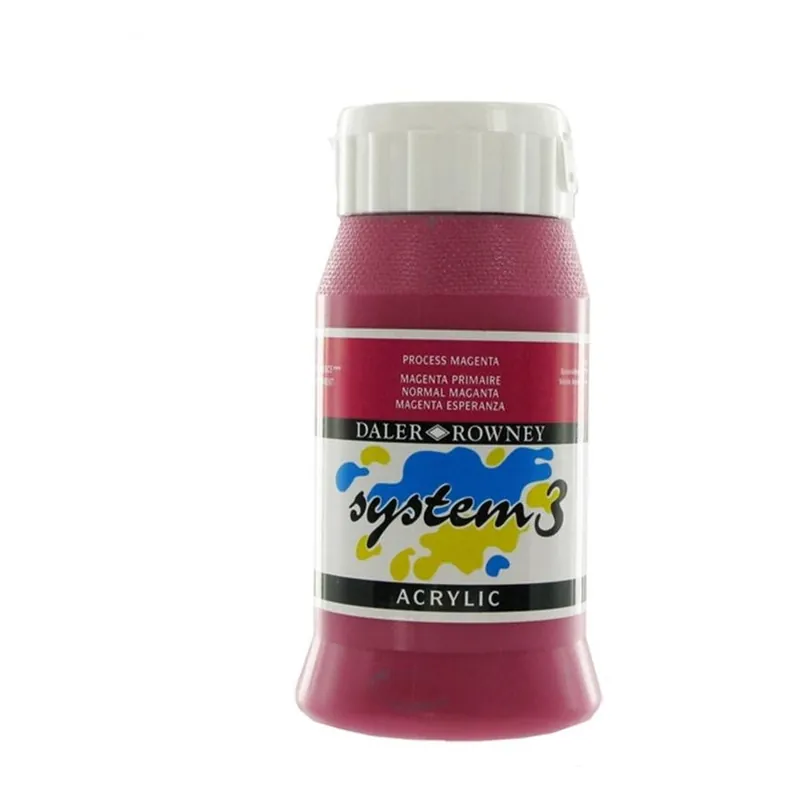 Daler-Rowney System 3 Process Magenta Acrylic Paint 500ml Free Returns