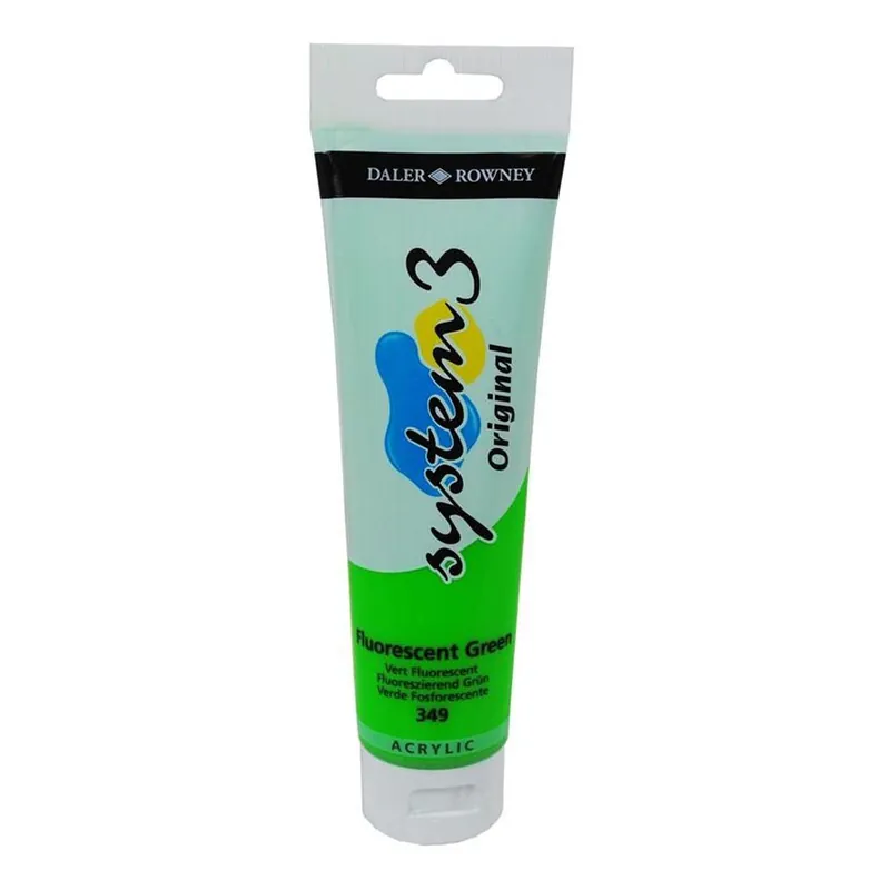 Final Sale Daler Rowney System 3 Fluorescent Green Acrylic Paint 150ml