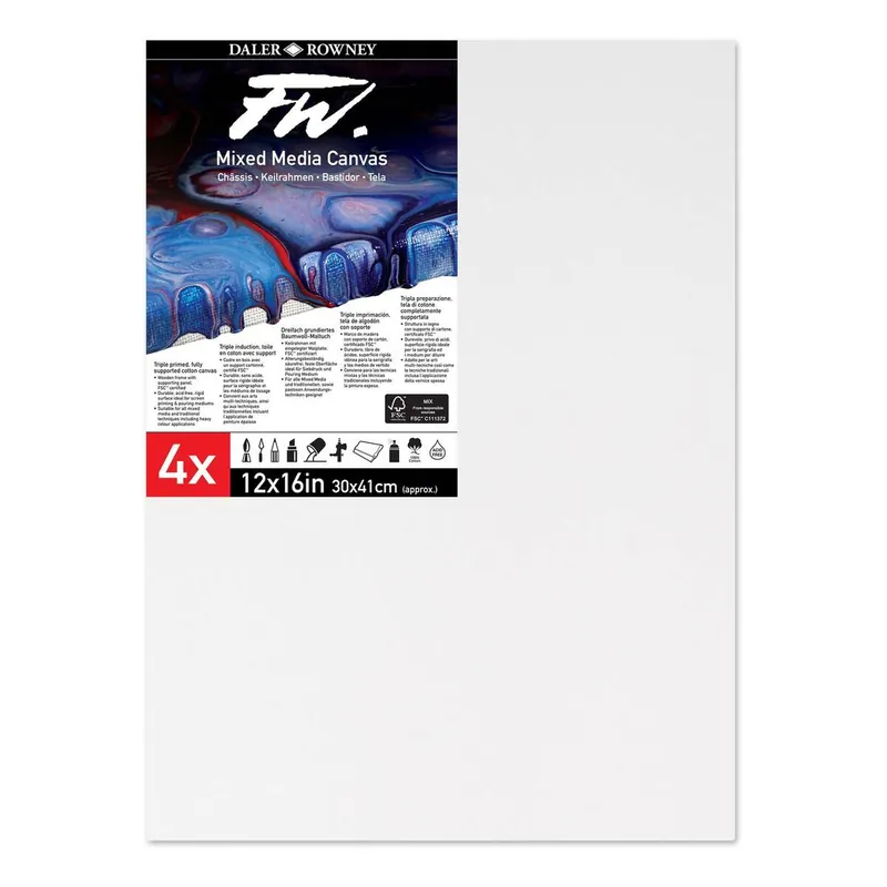 Daler-Rowney Mixed Media Canvases 30.5cm x 41cm 4 Pack Factory Price