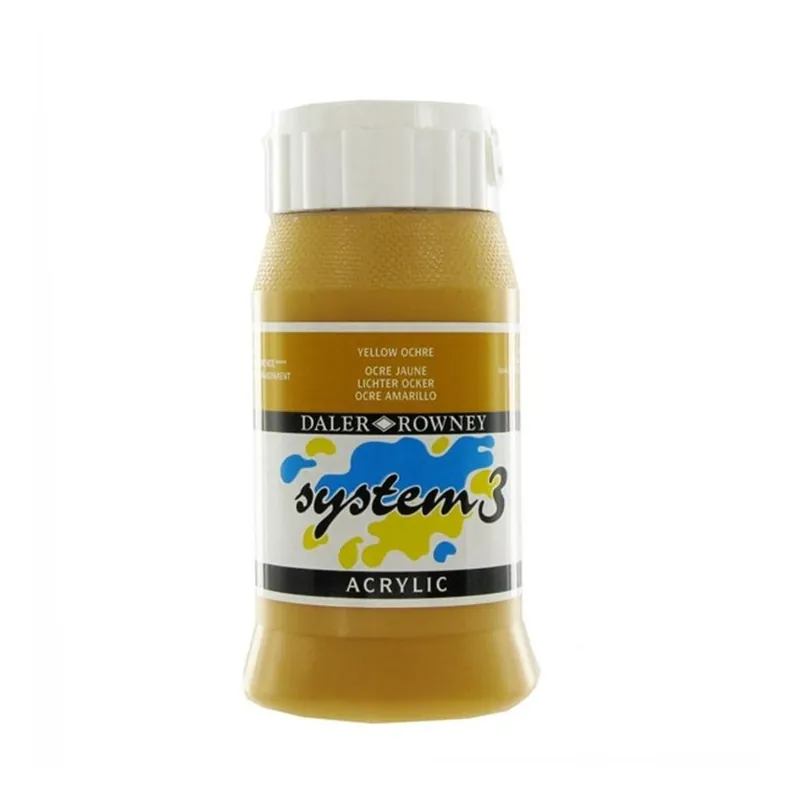Daler Rowney System 3 Yellow Ochre Acrylic Paint 500ml New Release