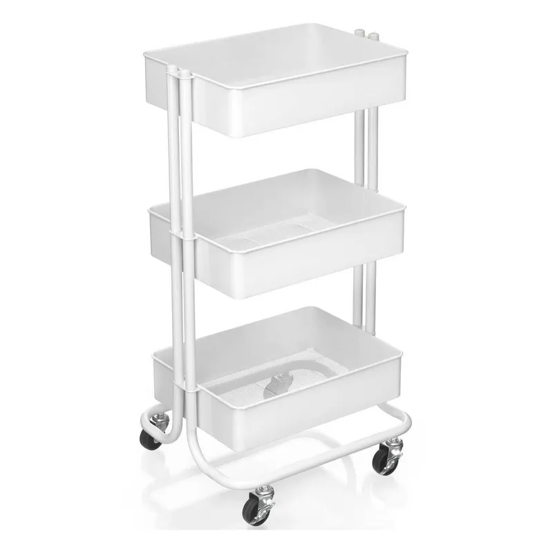 Next Day Delivery Pure White Three Tier Storage Trolley