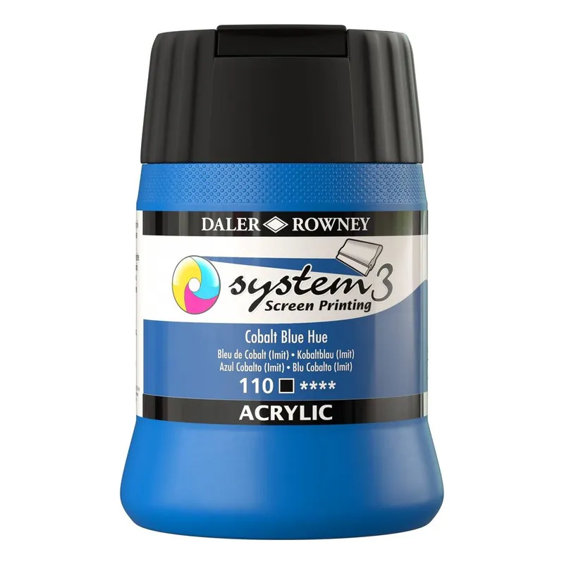 Daler-Rowney System3 Cobalt Blue Hue Screen Printing Acrylic Ink 250ml Exclusive
