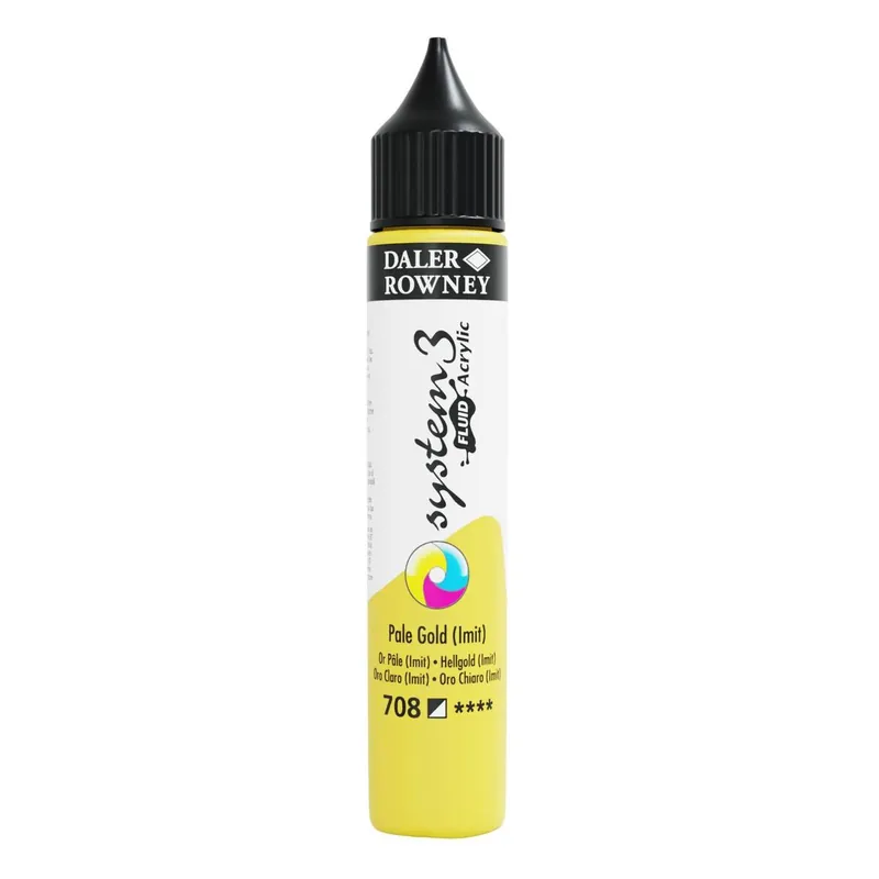 Handmade Daler-Rowney System3 Pale Gold Fluid Acrylic 29.5ml (708)