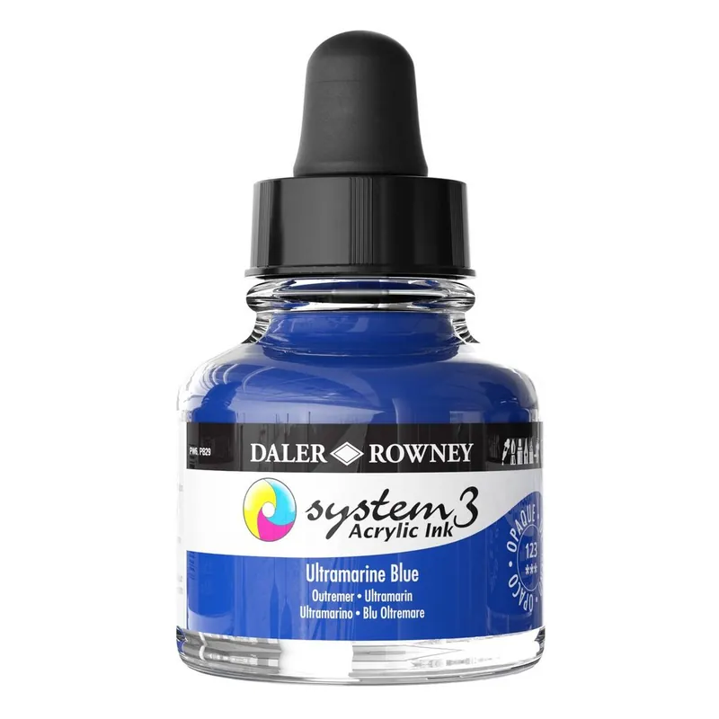 Fresh Stock Daler-Rowney System3 Ultramarine Blue Acrylic Ink 29.5ml