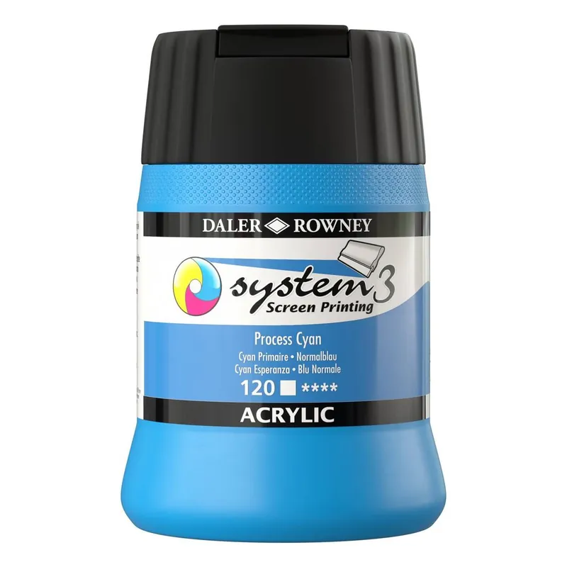 Time-Limited Daler-Rowney System3 Process Cyan Screen Printing Acrylic Ink 250ml