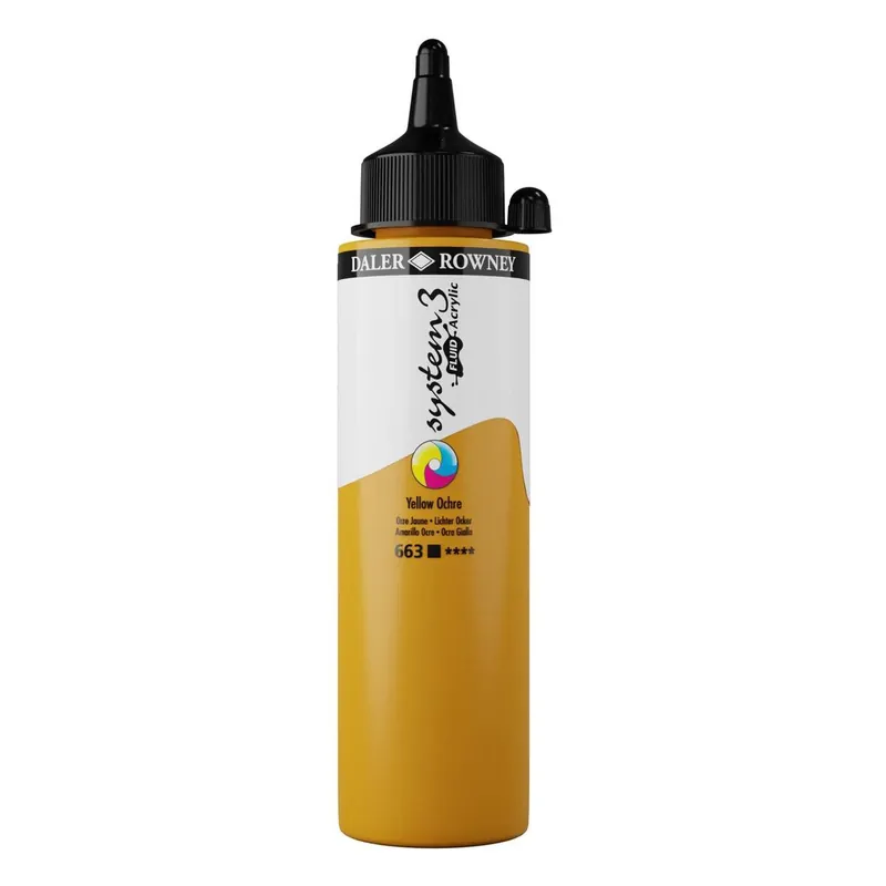 Next Day Delivery Daler-Rowney System3 Yellow Ochre Fluid Acrylic 250ml (663)