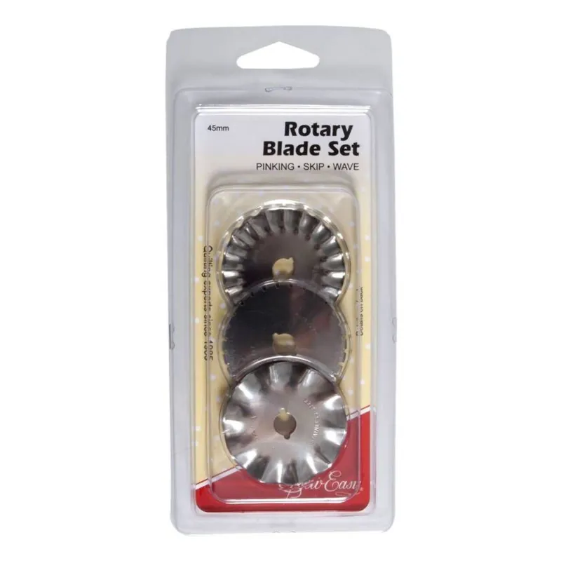 Sew Easy Pinking Skip and Wave Rotary Cutter Blades 3 Pack Limited Edition