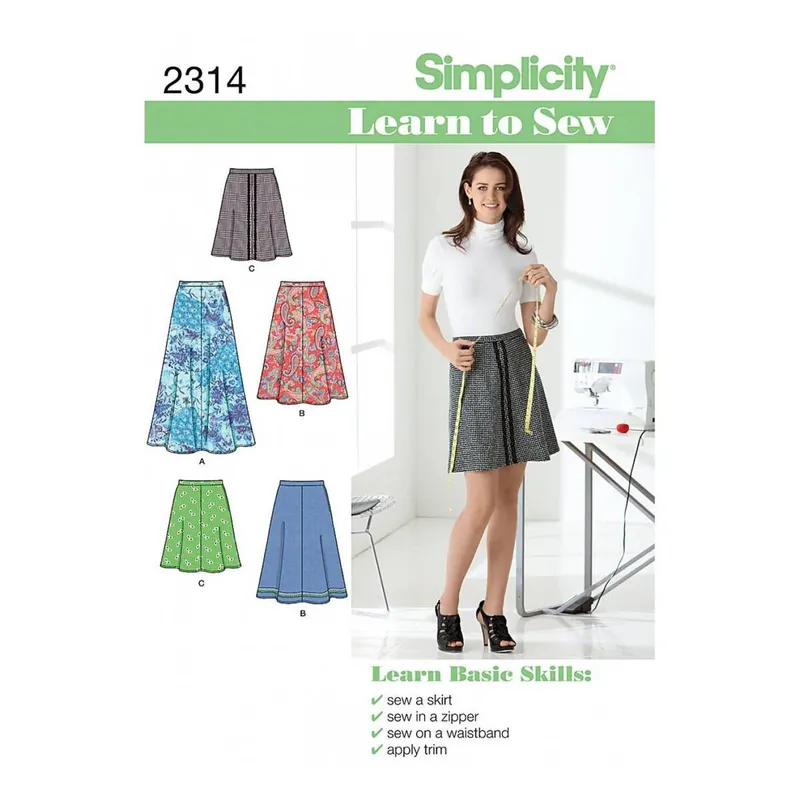 Free Shipping Simplicity Learn to Sew Ladies' Skirt Sewing Pattern 2314