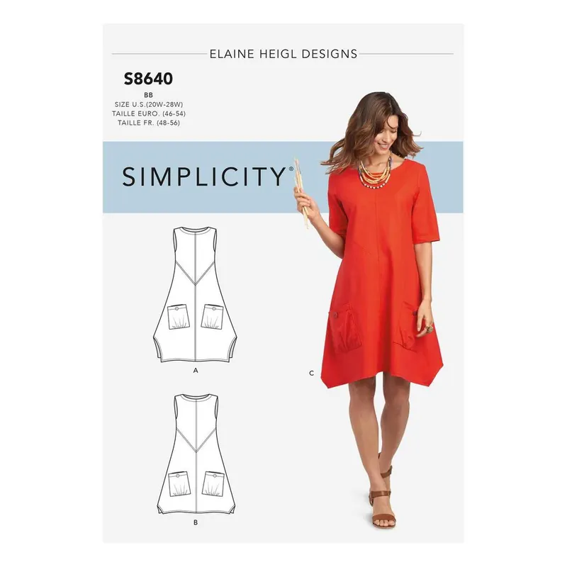 No Minimum Order Simplicity Dress or Tunic Sewing Pattern S8640 (10-18)