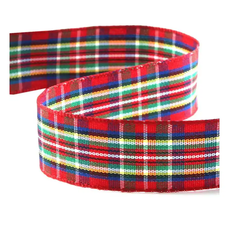 Budget Red Tartan Ribbon 24mm x 5m