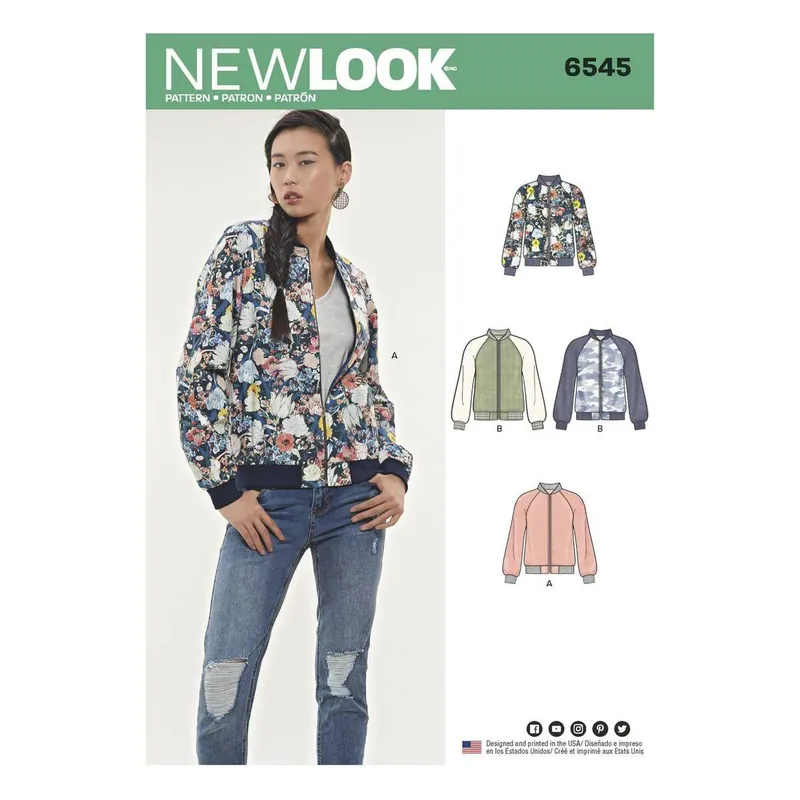 New Look Women's Flight Jacket Sewing Pattern 6545 Grab Now