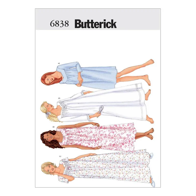 Viral Butterick Petite Nightgown Sewing Pattern 6838 (L-XL)