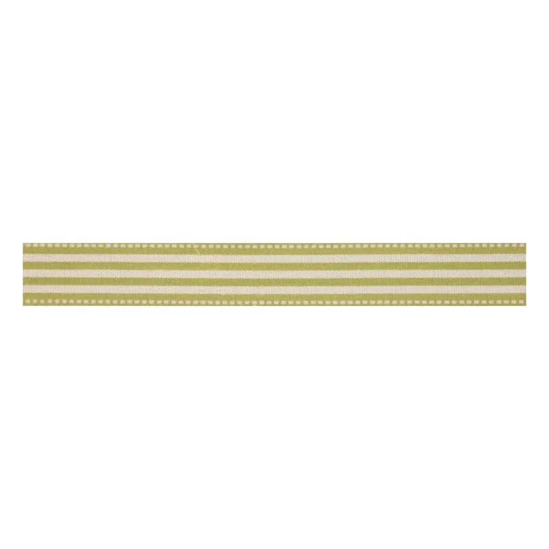 Price Cut Green Stripe Cotton Ribbon 15mm x 5m