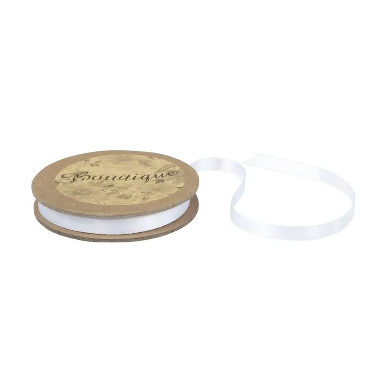White Double-Faced Satin Ribbon 6mm x 5m Free Returns
