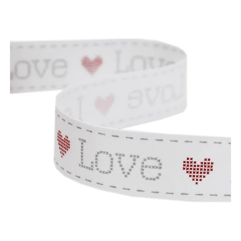 Latest Grey Love Satin Ribbon 16mm x 4m